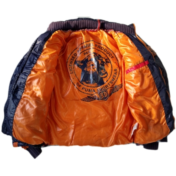 PUMA Super Thick Puffer Blue Red Multi-Pocket High Collar Zip Jacket - Picture 12 of 12